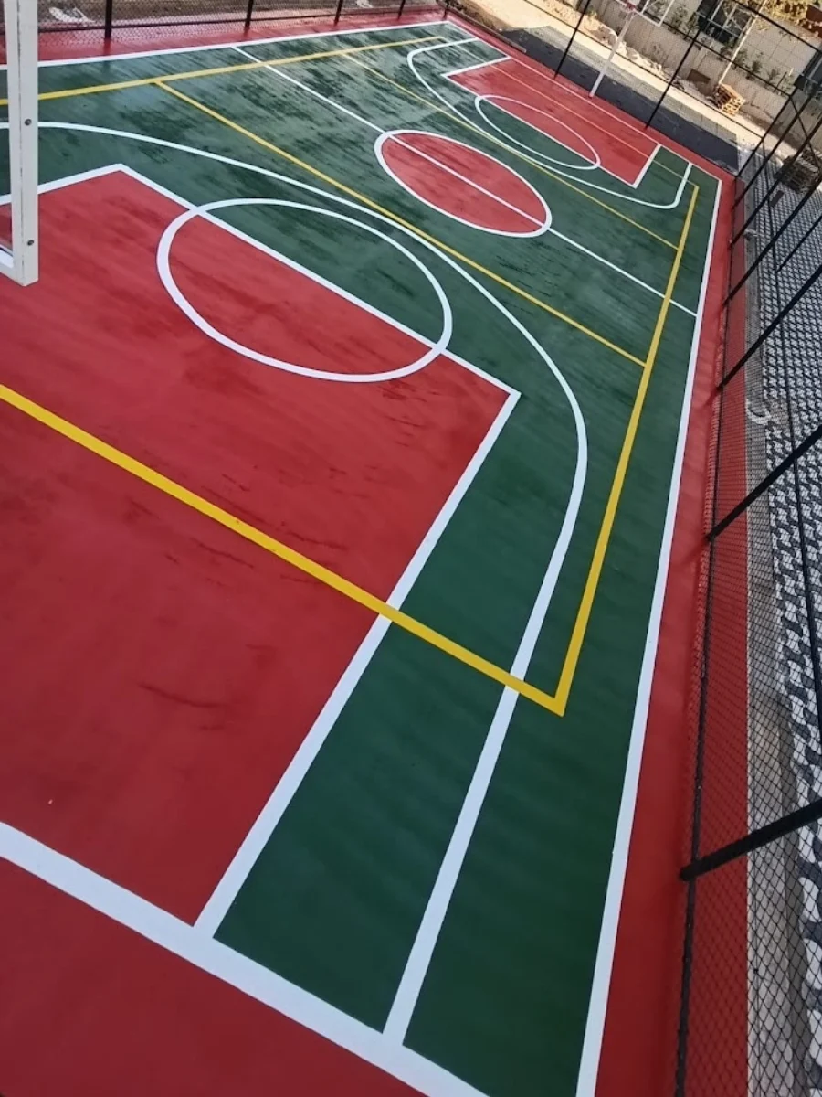 Basketbol ve voleybol spor sahası zemin boya ve çizgi uygulaması