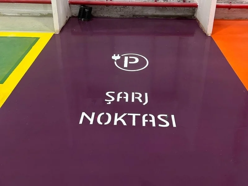 Şarj yeri elektrikli araç sembol şablon uygulaması