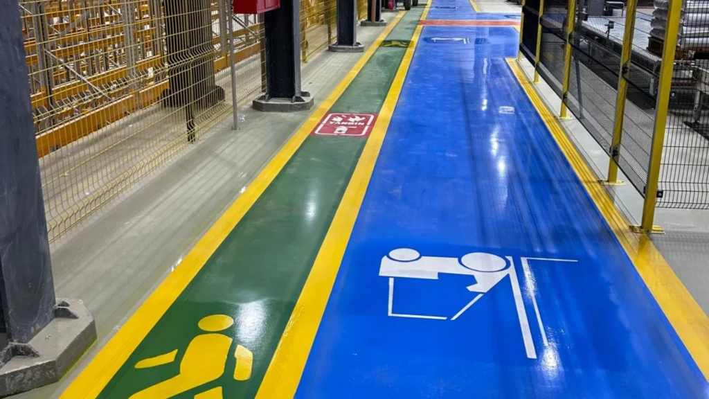 Fabrika yaya yolu ve forklift yolu zemin uygulaması